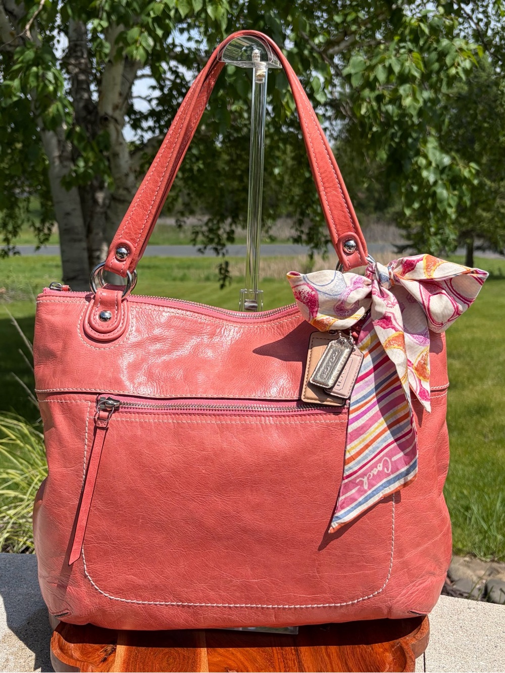 Coach Poppy Glam Tote Pink Glazed Leather 19002 EUC - Picture 17 of 17